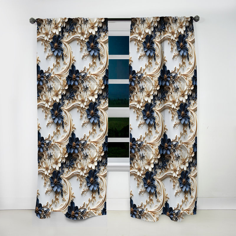 Victorien Opulence Marble Motif III - Rideau obscurcissant en marbre abstrait - 1 panneaux, L 52 po x L 63 po