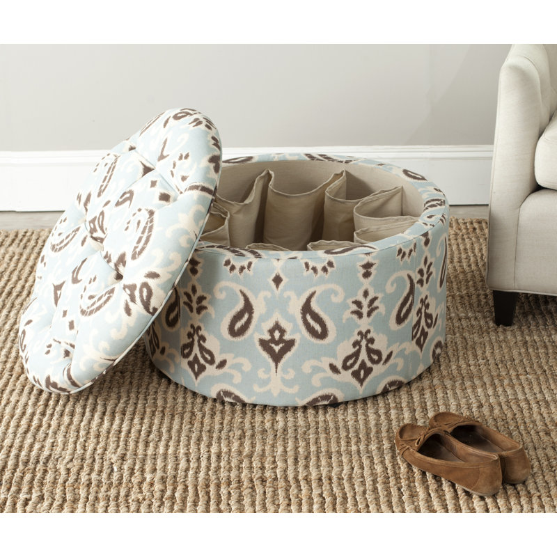 Repose-pieds capitonné Lenore, White/Brown