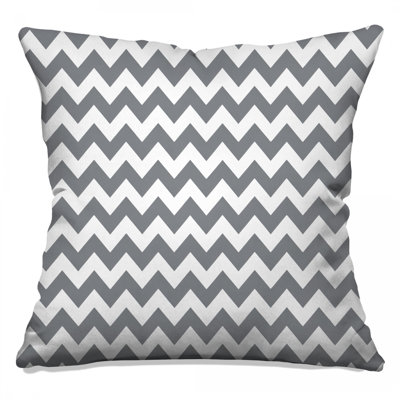 Gray White Chevron Double Sided Throw Pillows