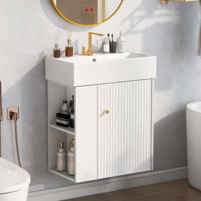 Meuble-lavabo flottant moderne avec lavabo en céramique