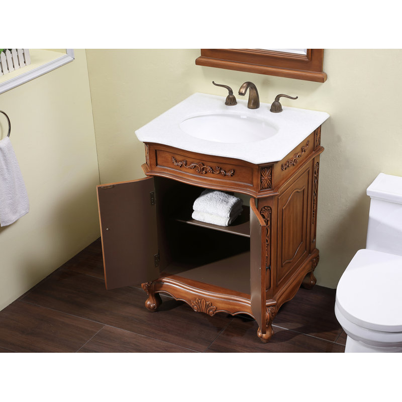 Ensemble de meuble-lavabo simple 27 po Burnet, Teck, Blanc pur