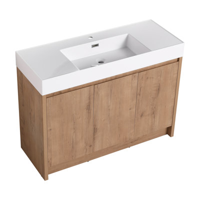 Francis 48" Wall-Mounted Bathroom Vanity Top with Integrated Resin Sink