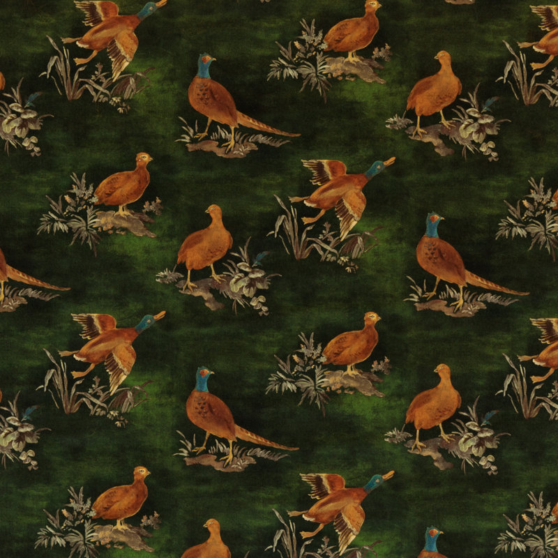 Modern Country Velvets Game Show Cotton Blend Fabric, Emerald