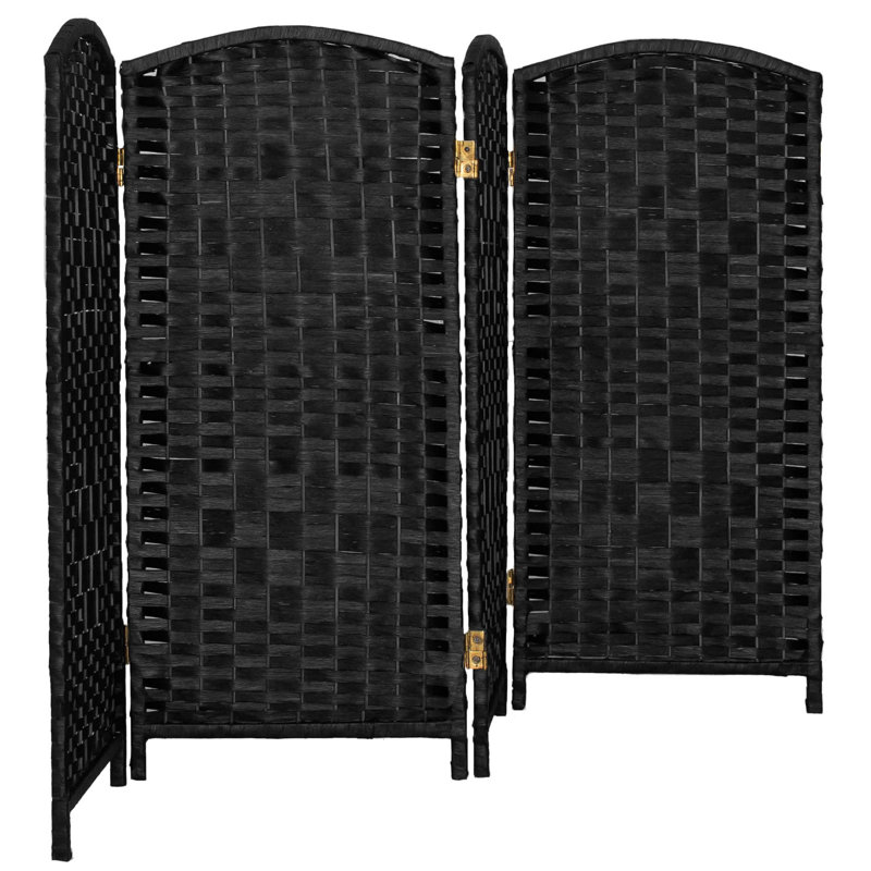 2 Ft. Tall Diamond Weave Fiber Room Divider - Dark Mocha - 8 Panel, Black, 4, 2 ft
