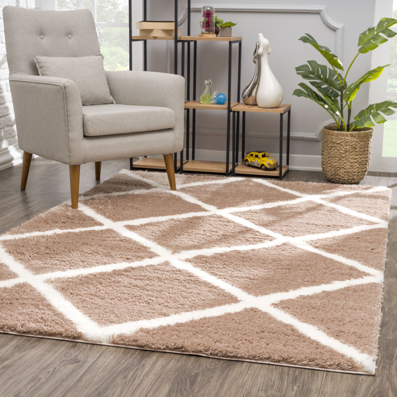 3' X 5' Beige Geometric Area Rug, Rectangle 3' x 5'