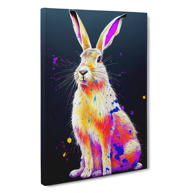 Paint Splashed Hare No.3 - Wrapped Canvas, 60cm H x 40cm W x 3cm D