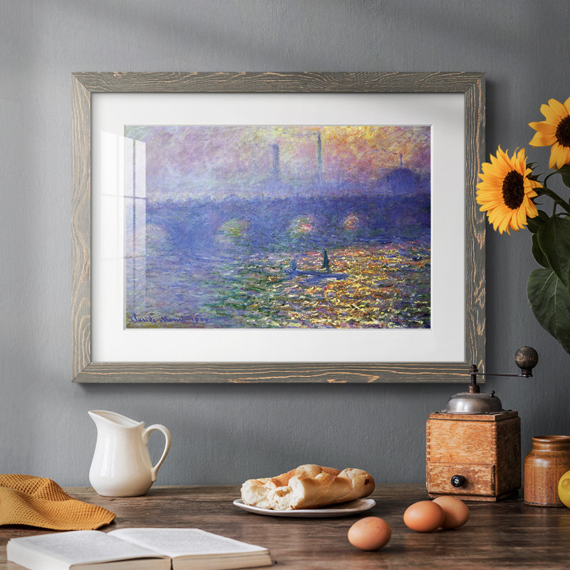 " Waterloo Bridge " by Claude Monet, Gray Framed