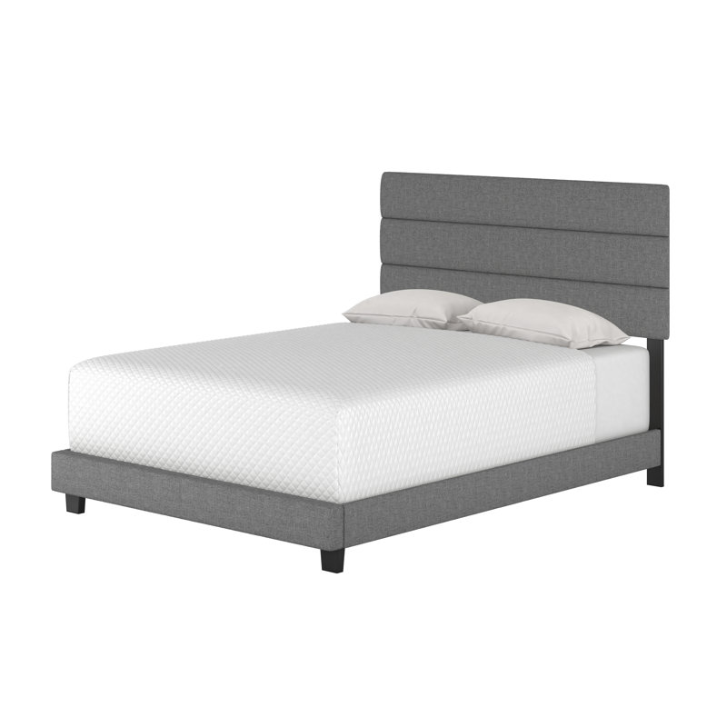 Ravenna Medium Gray Upholstered Queen Linen Bed Frame