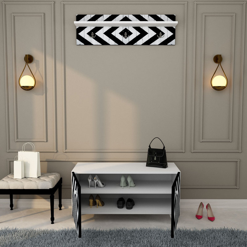 Hall Tree 100cm Wide with Bench and Shoe Storage