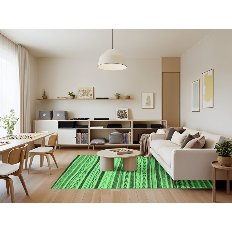 Washable Geometric Indoor Rug, Rectangle 7' x 9'