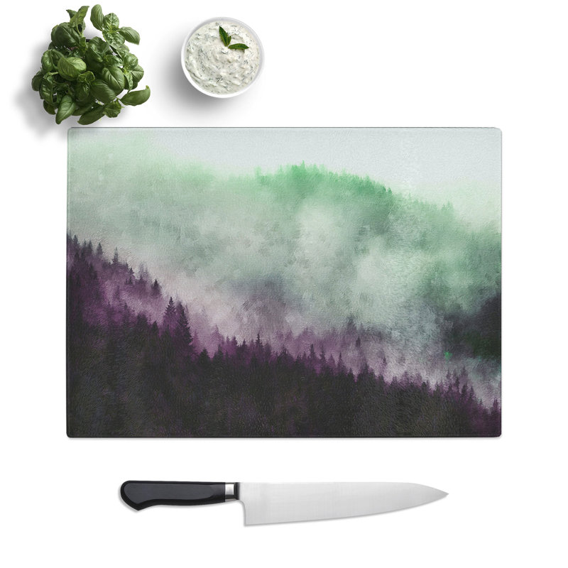 Tempered Glass Foggy Forest Chopping Board, 20 cm x 28.5 cm
