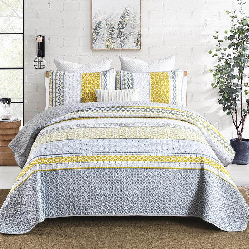 Ensemble de 3 ensembles de courtepointe Boho, Courtepointe pour lit grand + deux taies décorati