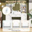 Jaxenor LED Dressing Table with Mirror and Stool, Vanity Table with 1 Drawer & 2 Cabinet Doors, Modern Makeup Table with Storage