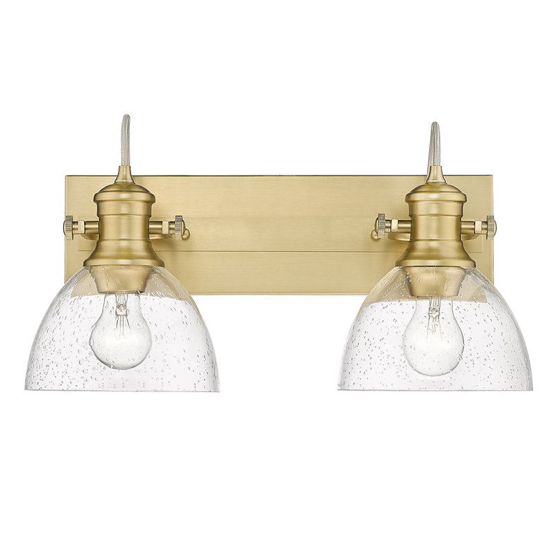 Éclairage pour meuble-lavabo à 2 lumières Bales, Verre martelé, Bronze champagne brossé