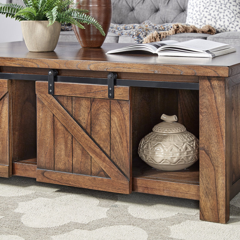 Table basse avec rangement Dedrick, Brun cerise
