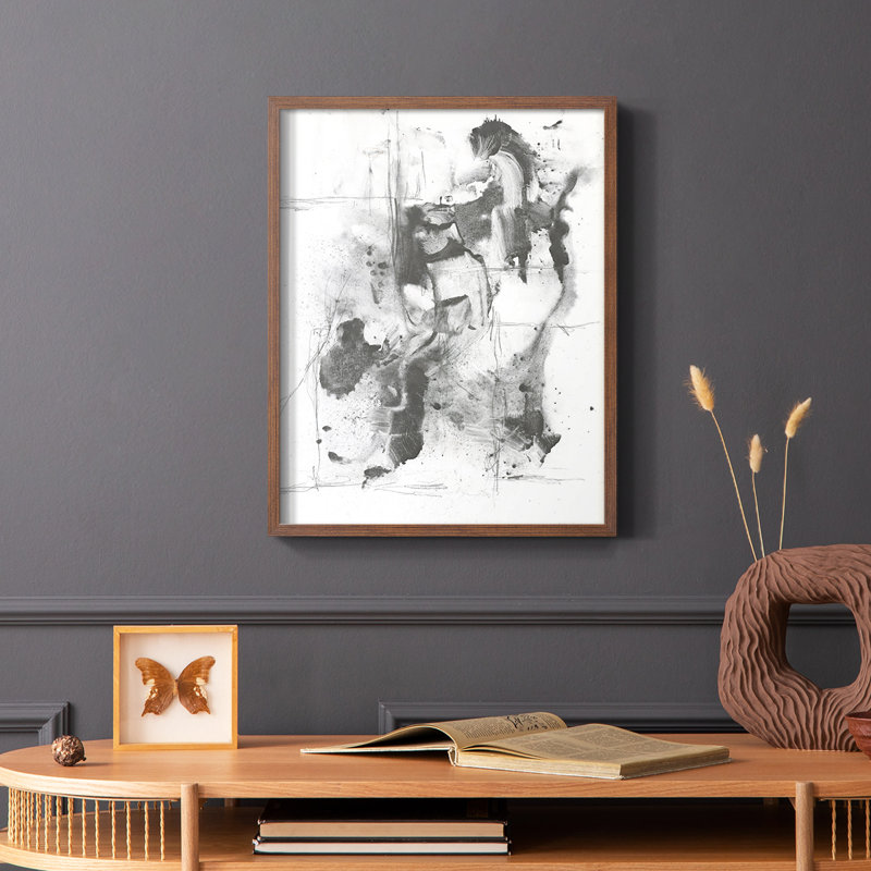 Graphite abstrait I, reproduction encadrée - bois massif, Brun, H 10 po x l 8 po