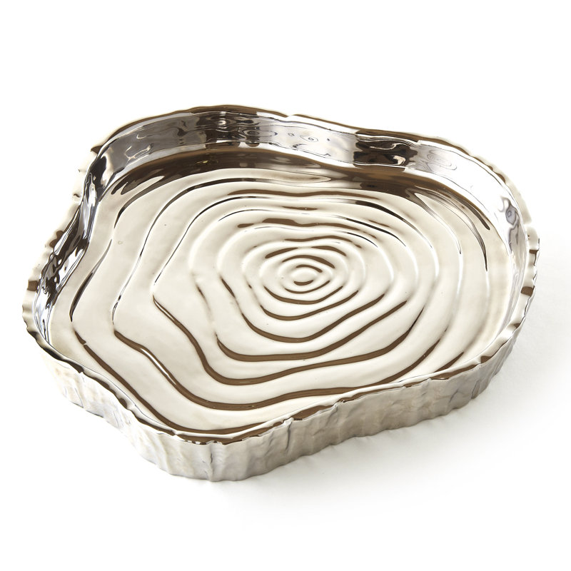Silver Porcelain Tree Bark Inspired Condiment Server Tray