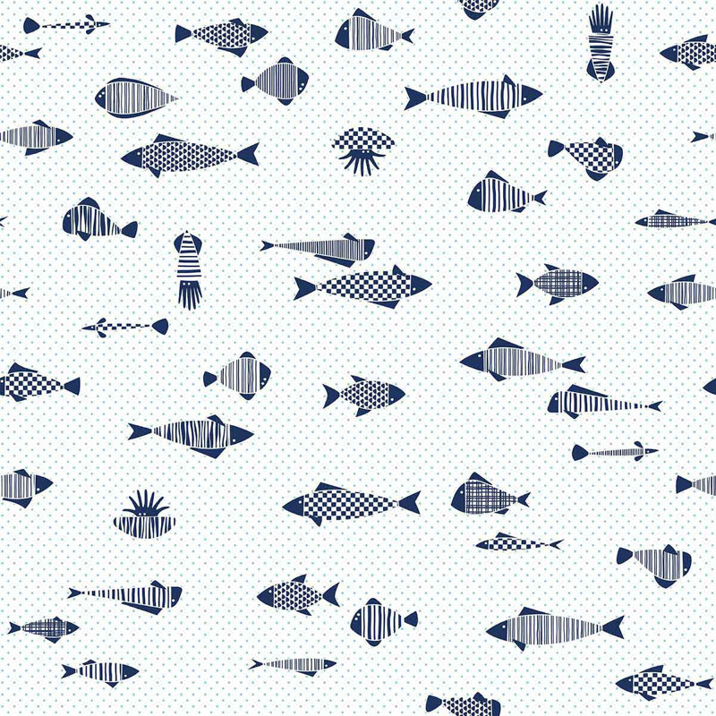 Panneau de papier peint poisson, L 126 po x l 24 po