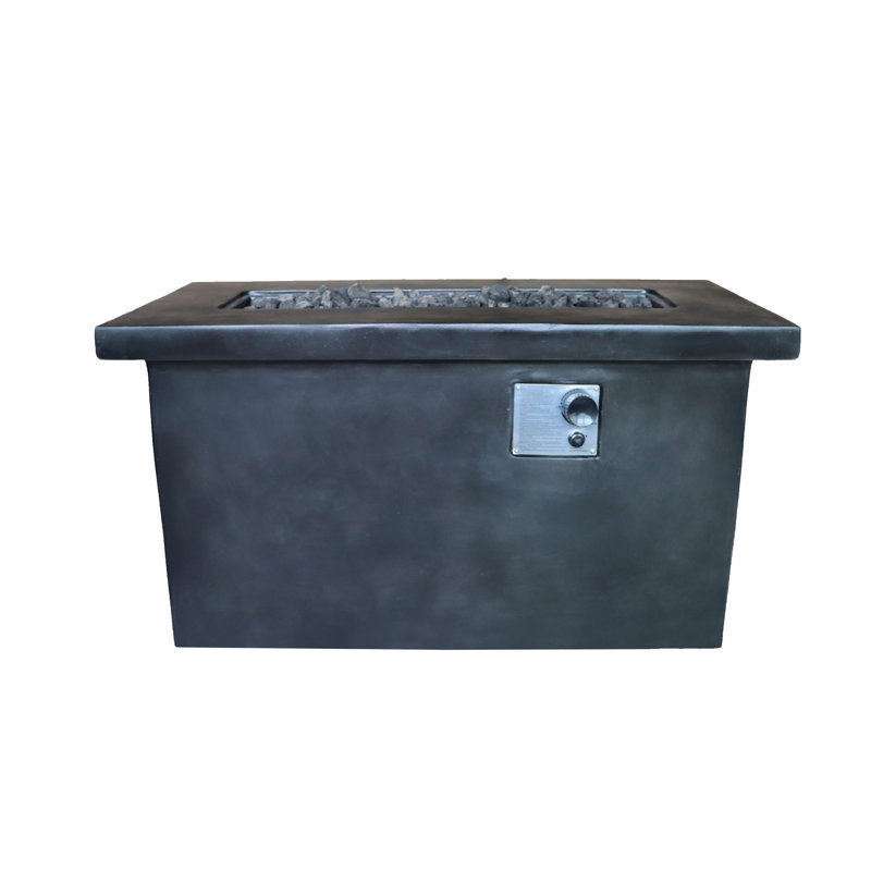 Table d'extérieur pour foyer d'extérieur en béton, H 24 po, 50000, propane / gaz naturel, antirouille, gris anthracite, propane moderne ou gris anthracite naturel, contemporain