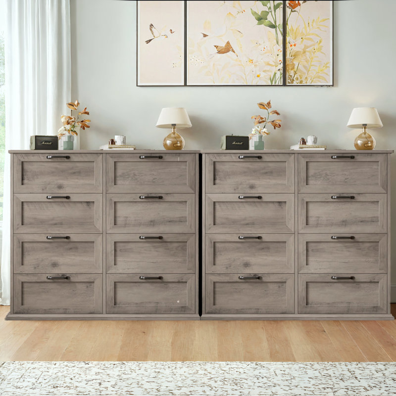 EN VENTE 8 - Commode double à 2 tiroirs (ensemble de 2), Grey