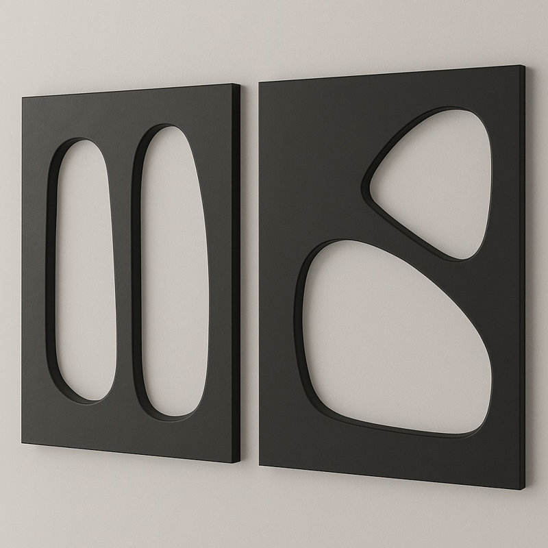 Élégantes peintures décoratives en panneau de fibres à densité moyenne (2 pièces), noir, 19,7 po x 27,6 po | 100% panneau de fibres à densité moyenne, épaisseur: 0,7 pouce | Parfait pour la décoration intérieure moderne, art mural élégant pour le salon et les espaces de bureau