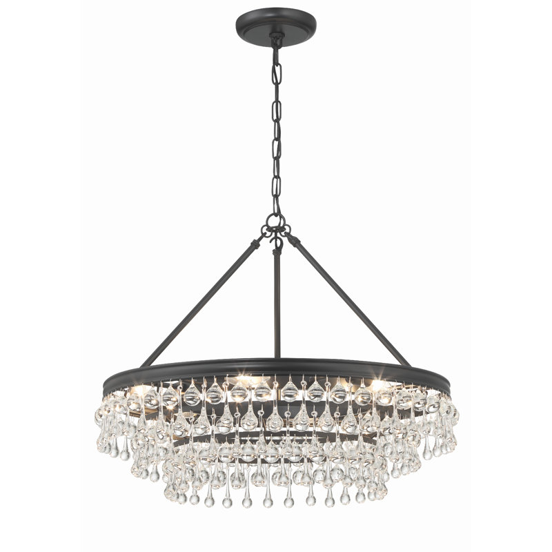 Eulah 6 - Light Dimmable Tiered Chandelier, Matte Black,  19.75" H x 25" W x 25" D