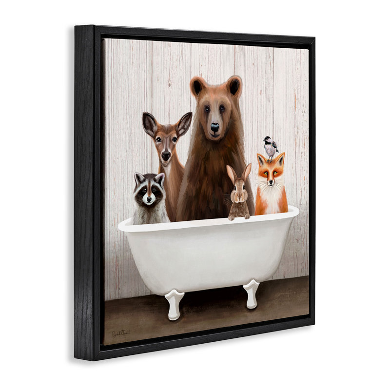 Baignoire antique Woodland Creatures, Cadre flottant noir de jais, H 25 po x l 25 po