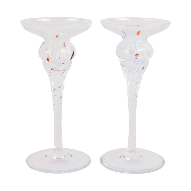 Chiara Glass Candlestick, 8.25" H x 3.75" W x 3.75" D