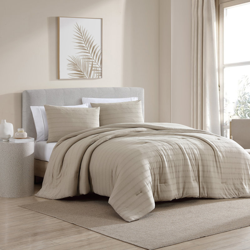 True Comfort Cotton Blend Jersey Knit Comforter Set, Full/Queen Comforter + 2 Pillow Shams, Brown