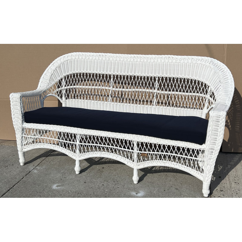 Cape May Sofa Natural With Navy Cushion, White