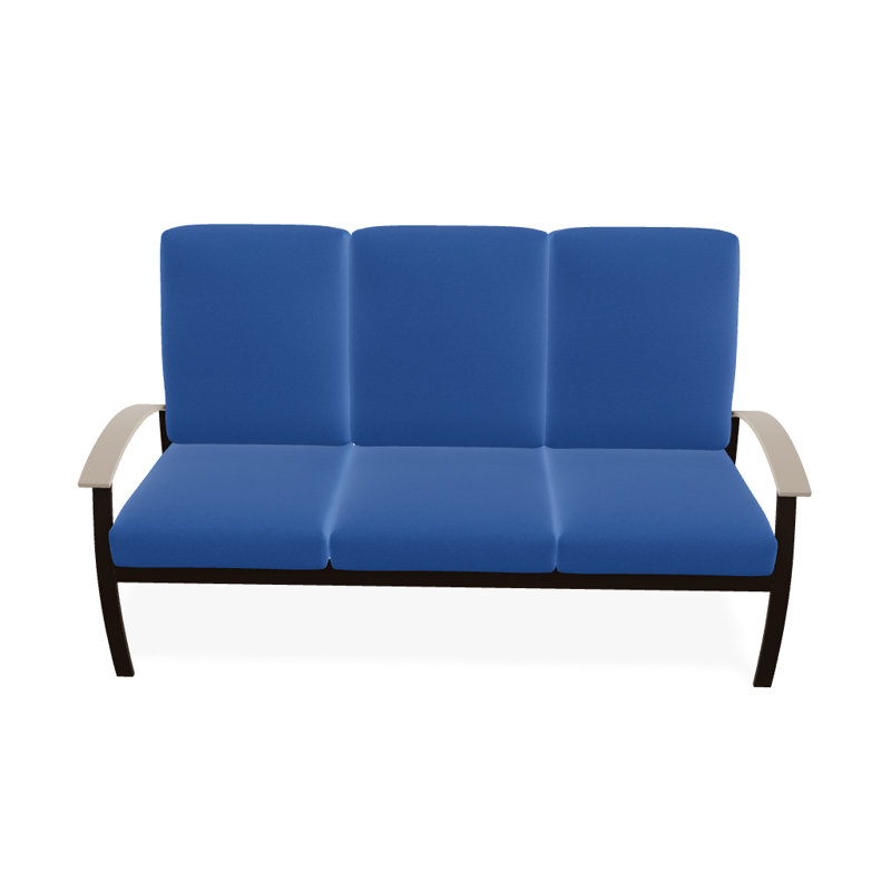 Askar 71.5'' Wide Powder Coated Aluminum Patio Sofa with Cushions, Textured Kona, Azure