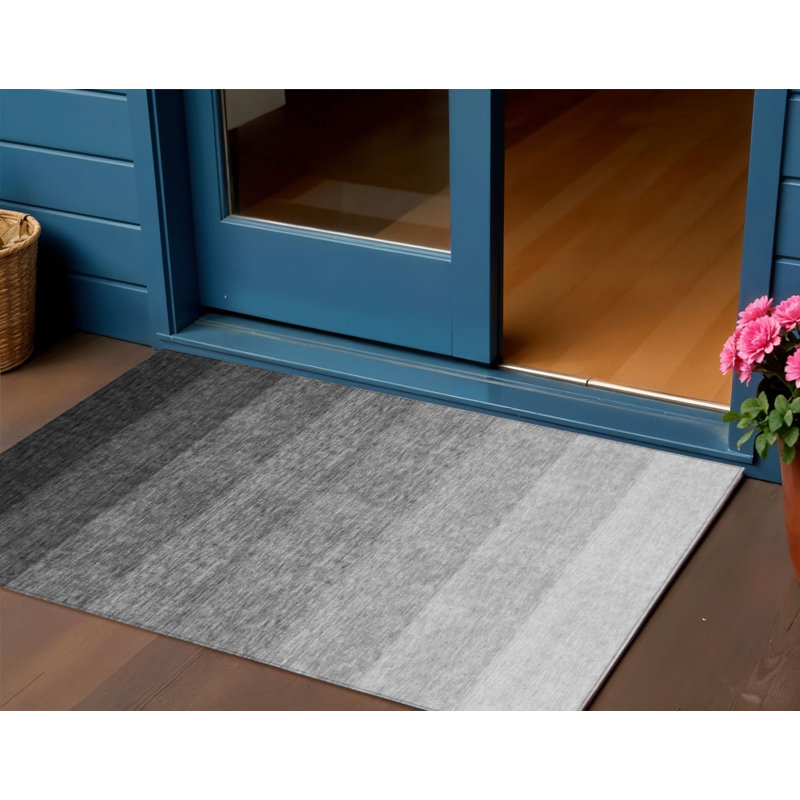 Tapis ombré 3 pi x 5 pi intérieur / extérieur noir lavable