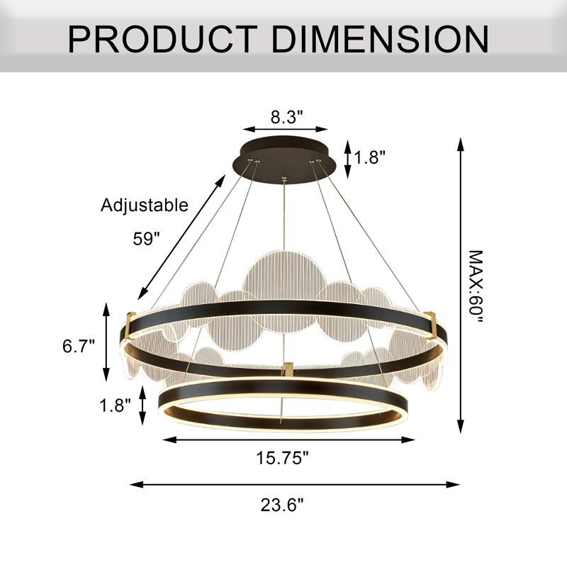 2-Light LED Tiered Circle Chandelier