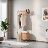 Rotating Coat Rack with Basket & Storage
