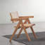 2 fauteuils en beige naturel - pieds en bois massif avec dossier rembourré de style Mid-Century moderne pour la bière et 2 coussins confortables