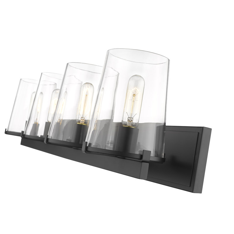 Éclairage pour salle de bain à intensité variable 4 lumières Ahmaud, Noir mat