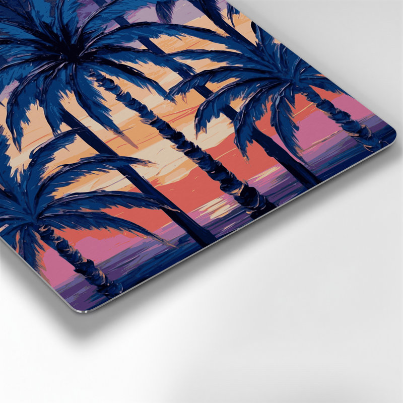 Palmier hawaïen, art mural bleu en métal, H 16 po x l 16 po