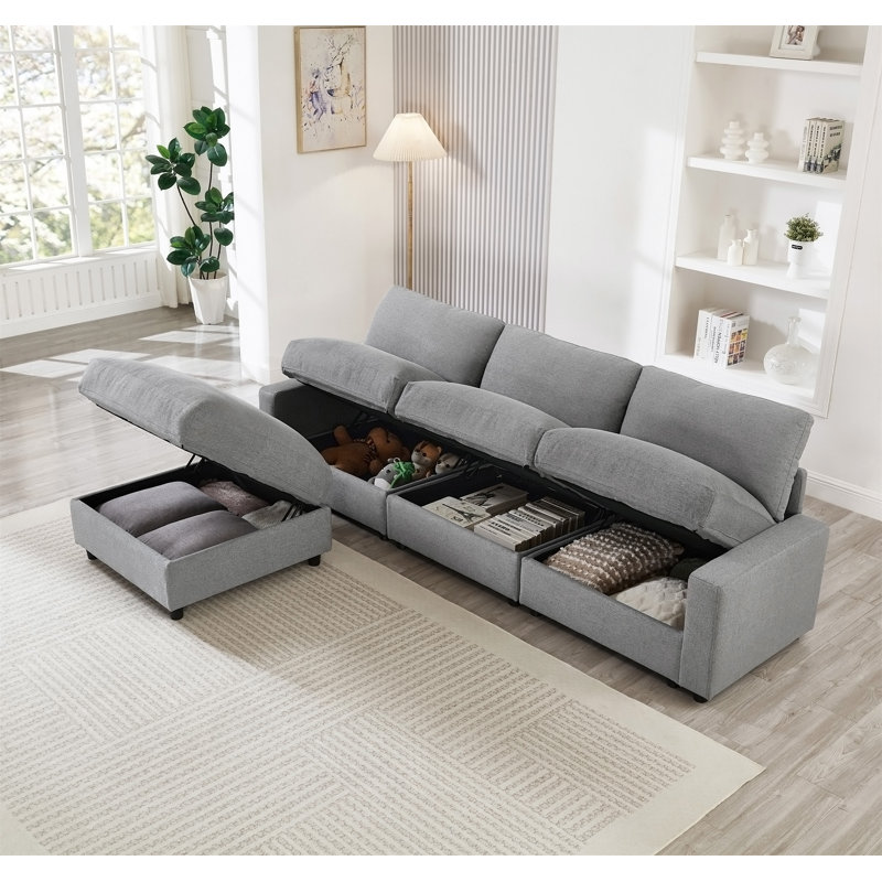 Canapé modulaire de L 103,54 po, Grey Polyester