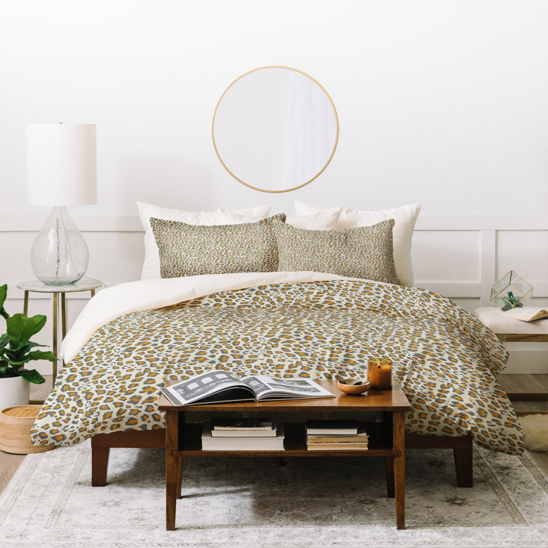 Ensemble de housse de couette en microfibre brun / vert cassé Glam, Housse de couette simple + 1 taie décorative stan