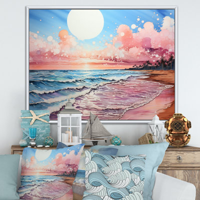 Paysage de plage pêche - impression