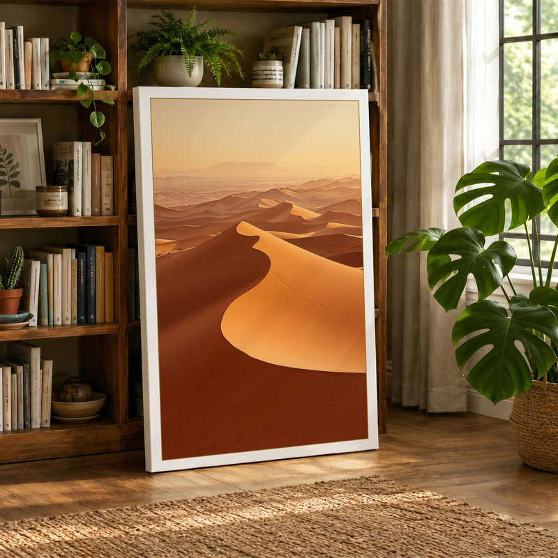 Desert at Golden Hour Minimalist - Wrapped Canvas, 30x20 - 76.2 x 50.8 cm, Black Border