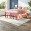 Lits modernes en bois pleine grandeur avec rangement, rose et blanc