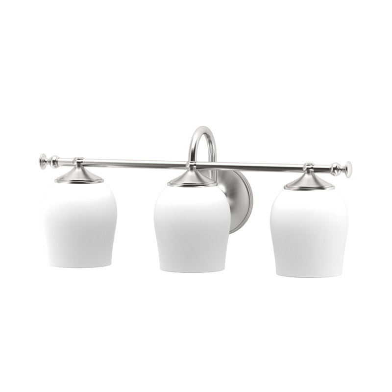 Tavern 3-Light Vanity Light Wall Sconce with Frosted Shades, Satin Nickel