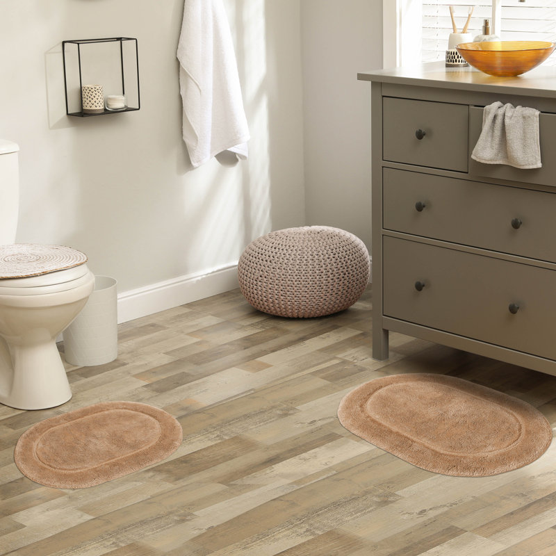 Ensemble de tapis de salle de bain 2 pièces Sandcliff, Brun clair ovale