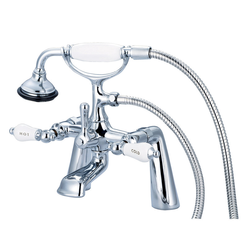 Stonington 3 Handle Deck Clawfoot Tub Faucet, Hand Polished, Richly Triple Plated Chrome Finish