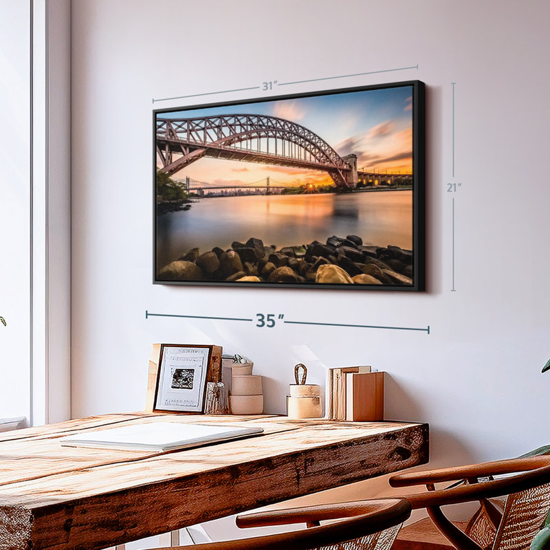 Impression sur toile Triboro Bridge At Sunset, H 21 po x l 31 po