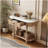 TREXM Narrow Console Table with Curved Corner, Retro Entryway Table with Top Drawer and Open Shelf, Sofa Table Console Tables for Entryway, Hallway and Living Room (Beige+White)-176156702