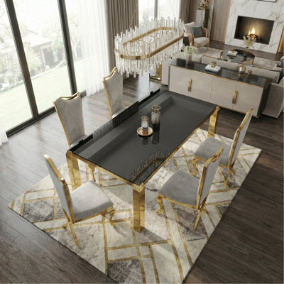 Table de salle à manger de luxe 63 po Luxury Gold