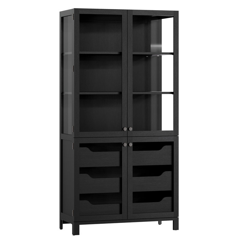 Laurie 77'' H x 38.5'' W Solid Wood Display Case, Aged Black