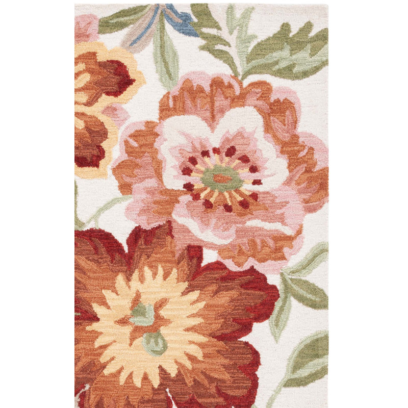 Chelsea Hand Tufted Wool/Cotton Floral Rug in Ivory/Pink, Runner 2'3" x 8'